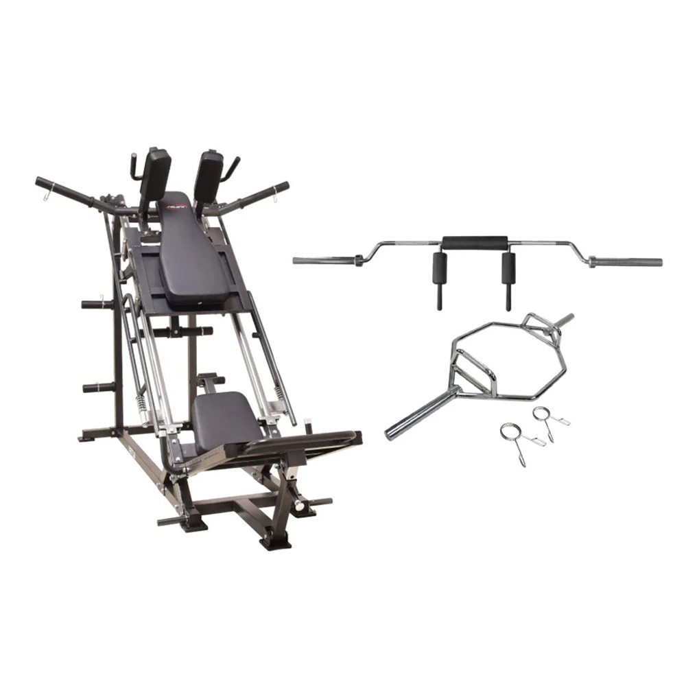 Leg Press 45°Hack Squat + Safety Squat + Hex Trap Barbells